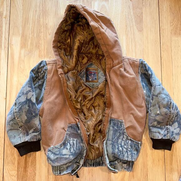 VTG Outdoor Habitat Boys 3T Camo Tan Jean Jacket